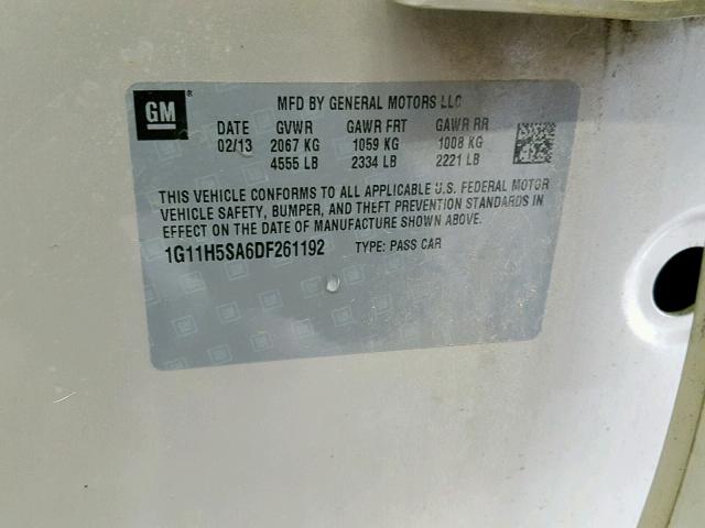 1G11H5SA6DF261192 - 2013 CHEVROLET MALIBU LTZ ოქროსფერი ფოტო 10
