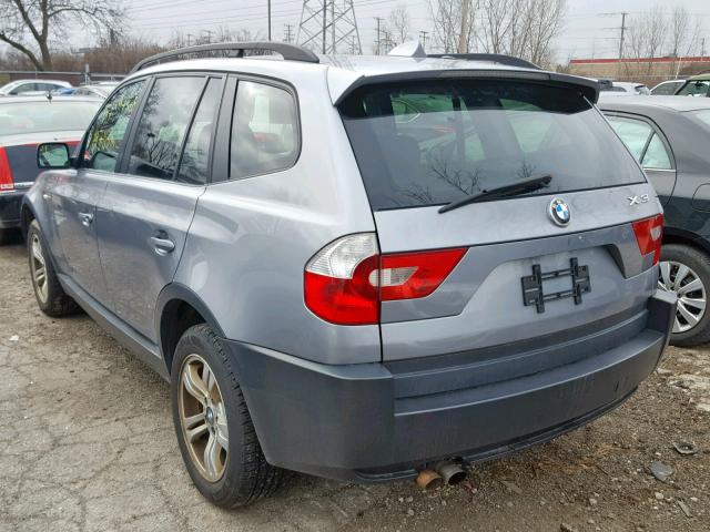 WBXPA93445WD14923 - 2005 BMW X3 3.0I SILVER photo 3