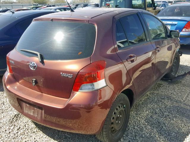 JTDKT4K35A5289511 - 2010 TOYOTA YARIS MAROON photo 4