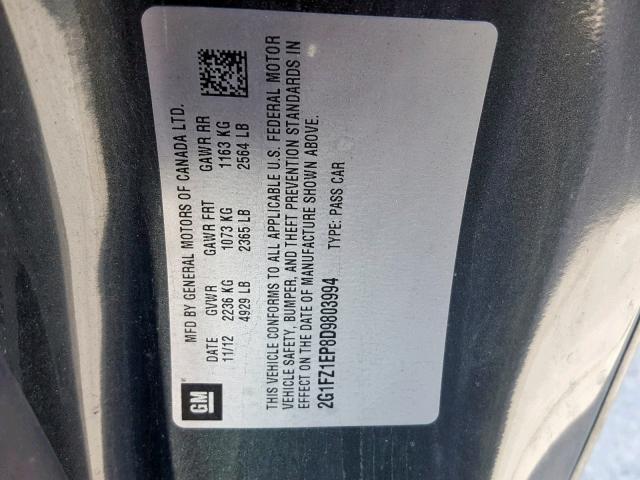 2G1FZ1EP8D9803994 - 2013 CHEVROLET CAMARO ZL1 灰色 照片 10