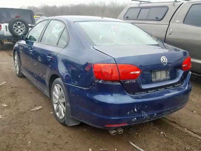 3VW1K7AJ4CM382790 - 2012 VOLKSWAGEN JETTA BASE BLUE photo 3