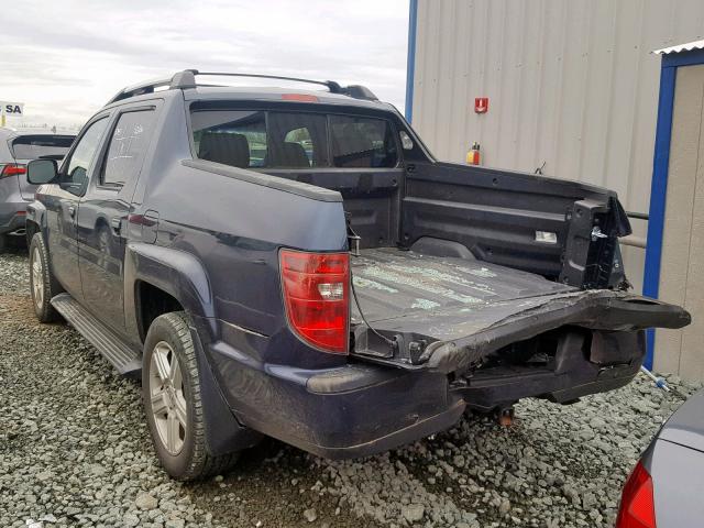 5FPYK1F53BB455345 - 2011 HONDA RIDGELINE BLUE photo 3