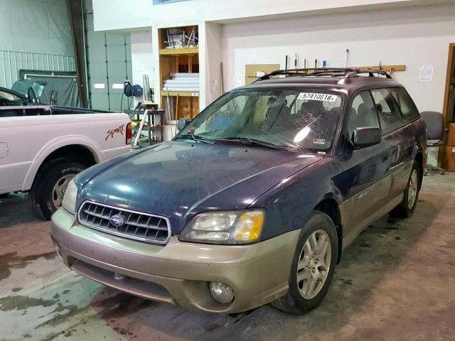 4S3BH675747613588 - 2004 SUBARU LEGACY OUT BLUE photo 2