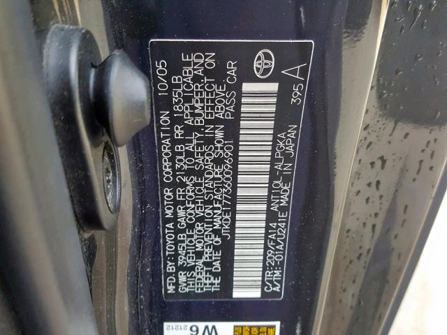 JTKDE177360096901 - 2006 TOYOTA SCION TC შავი ფოტო 10