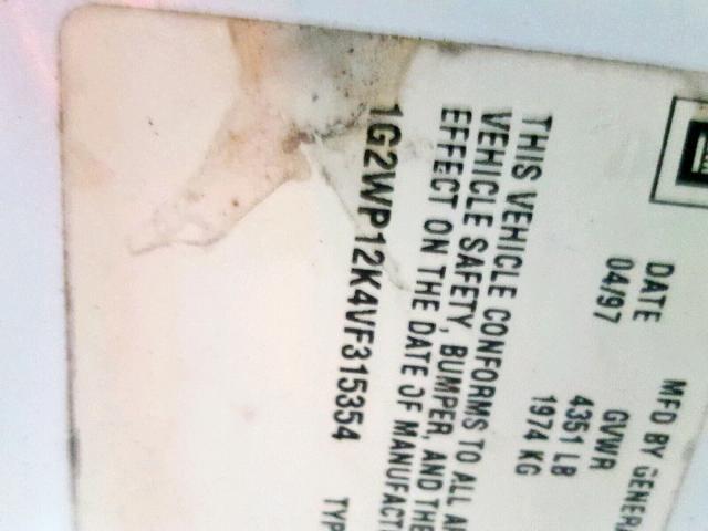 1G2WP12K4VF315354 - 1997 PONTIAC GRAND PRIX WHITE photo 10