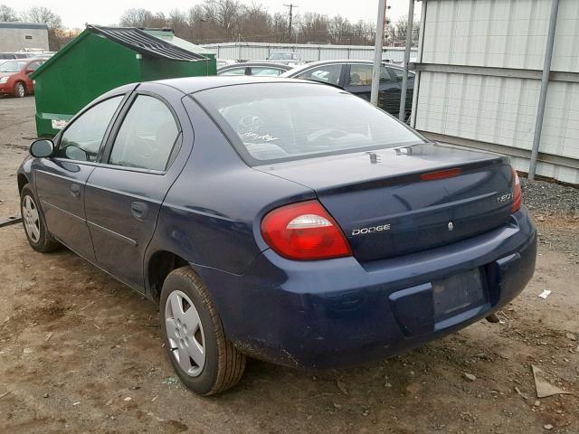 1B3ES26C35D131499 - 2005 DODGE NEON BASE BLUE photo 3