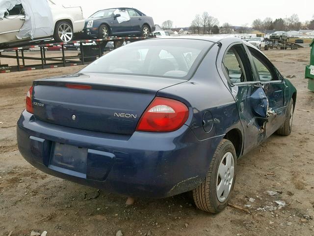 1B3ES26C35D131499 - 2005 DODGE NEON BASE BLUE photo 4