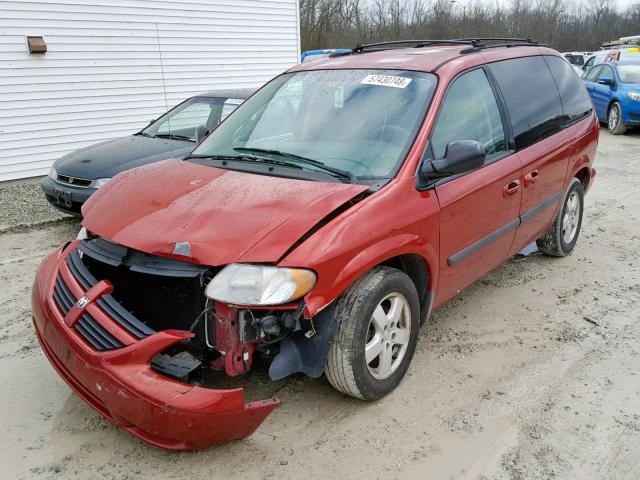 1D4GP45R85B393771 - 2005 DODGE CARAVAN SX RED photo 2