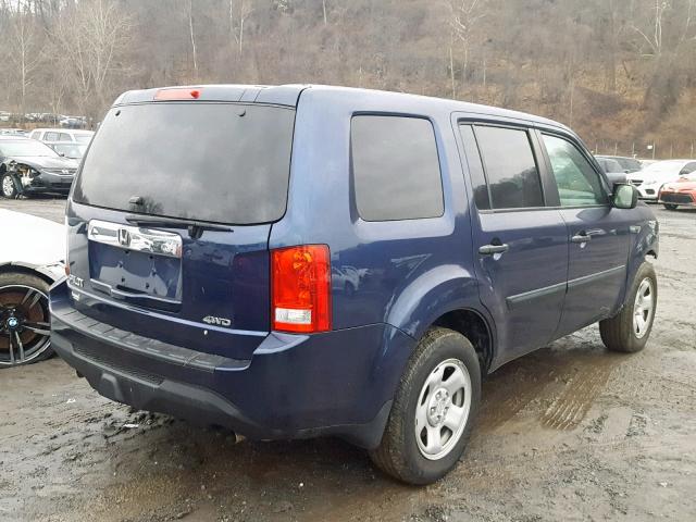 5FNYF4H22FB051976 - 2015 HONDA PILOT LX BLUE photo 4