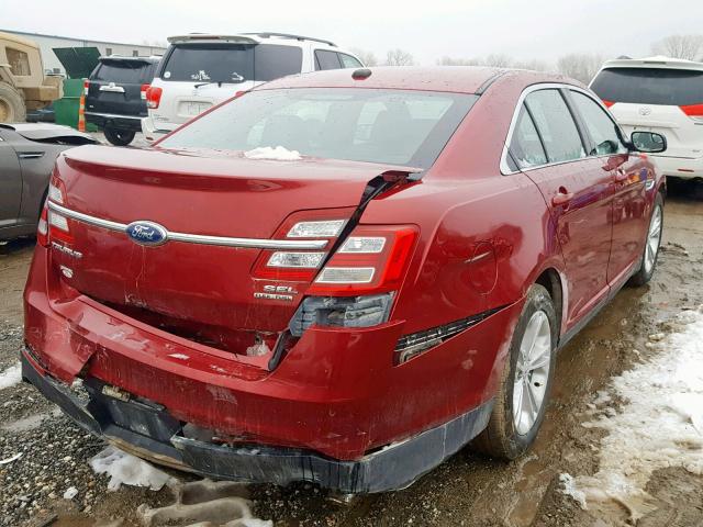 1FAHP2E8XDG107696 - 2013 FORD TAURUS SEL BURGUNDY photo 4