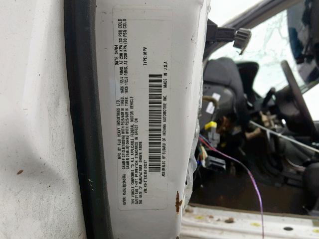 4S4BT63C956100297 - 2005 SUBARU BAJA TURBO WHITE photo 10