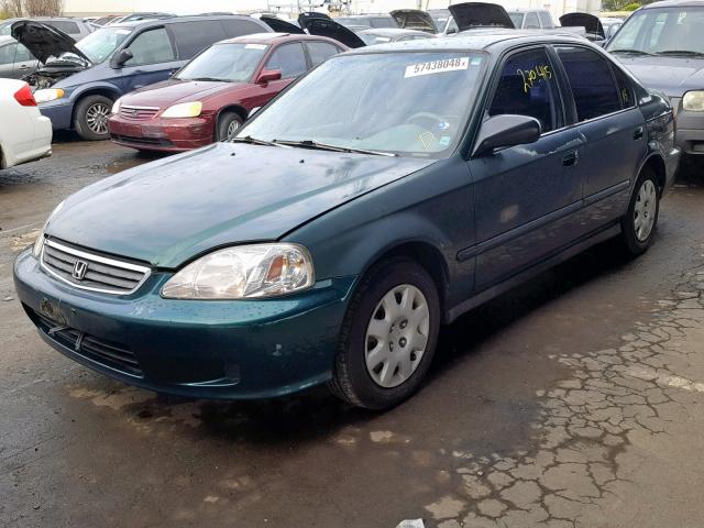 2HGEJ6619XH917922 - 1999 HONDA CIVIC BASE GREEN photo 2