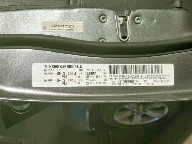 1J4NF1FB8BD249333 - 2011 JEEP COMPASS SP 灰色 照片 10