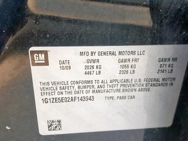 1G1ZE5E02AF143943 - 2010 CHEVROLET MALIBU LTZ 灰色 照片 10