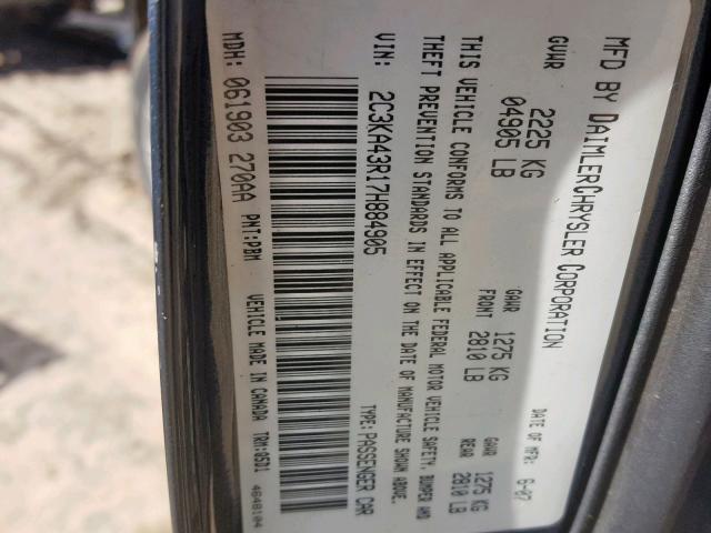 2C3KA43R17H884905 - 2007 CHRYSLER 300 BLUE photo 10