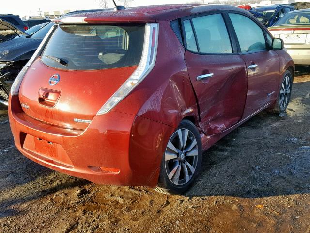 1N4AZ0CP9FC332843 - 2015 NISSAN LEAF S RED photo 4