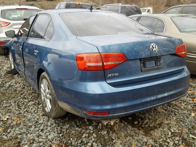 3VW2K7AJ0FM217313 - 2015 VOLKSWAGEN JETTA BASE Կապույտ լուսանկար 3