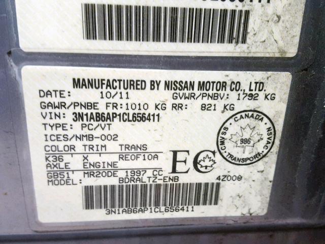 3N1AB6AP1CL656411 - 2012 NISSAN SENTRA 2.0 SILVER photo 10