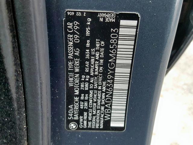 WBADN6349YGM65803 - 2000 BMW 540 I AUTO BLUE photo 10