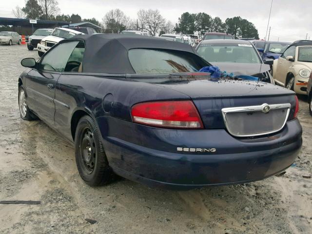 1C3EL55U11N583001 - 2001 CHRYSLER SEBRING LX BLUE photo 3