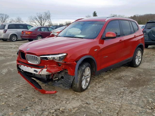 5UXWX9C53H0D99856 - 2017 BMW X3 XDRIVE2 RED photo 2