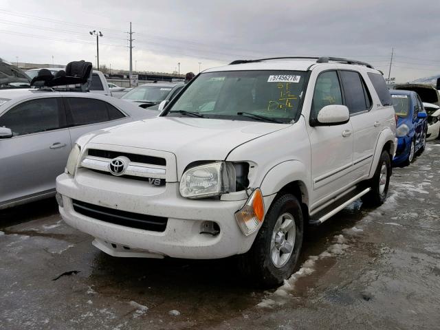 5TDZT34A95S248741 - 2005 TOYOTA SEQUOIA SR WHITE photo 2