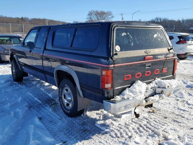 1B7GG23XXRS663012 - 1994 DODGE DAKOTA BLACK photo 3