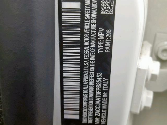 ZACCJAAT0FPB85453 - 2015 JEEP RENEGADE S 白色 照片 10