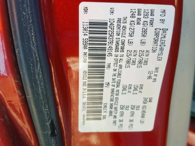 1D4GP25R37B149145 - 2007 DODGE CARAVAN SE RED photo 10