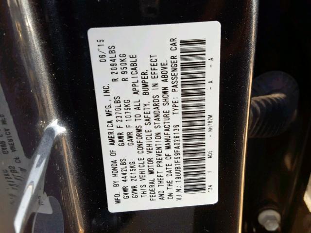 19UUB1F59FA026136 - 2015 ACURA TLX TECH GRAY photo 10