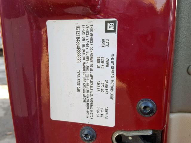 1G1ZT64854F222823 - 2004 CHEVROLET MALIBU MAX 红色 照片 10