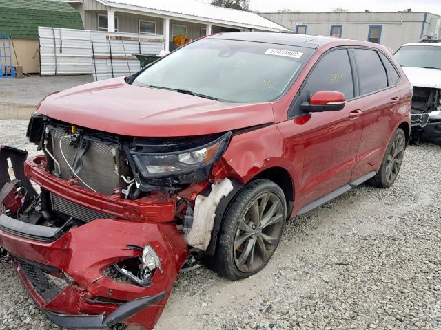 2FMTK4AP9FBB89194 - 2015 FORD EDGE SPORT RED photo 2