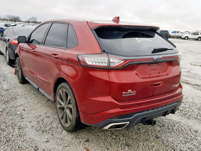 2FMTK4AP9FBB89194 - 2015 FORD EDGE SPORT RED photo 3