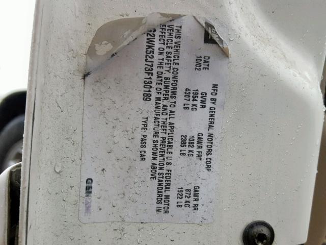 1G2WK52J73F130189 - 2003 PONTIAC GRAND PRIX WHITE photo 10