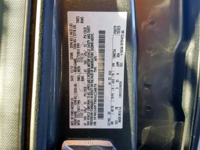 1FMCU0F75DUC34876 - 2013 FORD ESCAPE S GRAY photo 10