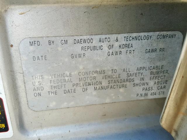 KL1TD526X5B382783 - 2005 CHEVROLET AVEO BASE Gümüş foto 10