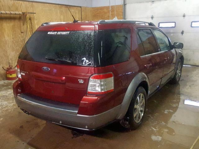 1FMDK05W88GA33738 - 2008 FORD TAURUS X S RED photo 4