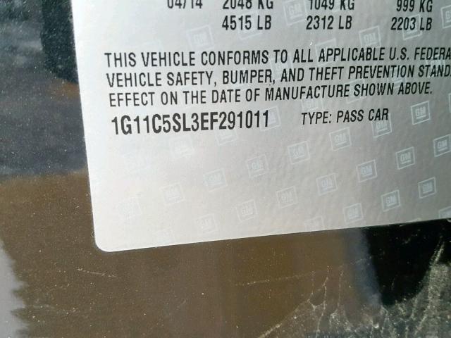 1G11C5SL3EF291011 - 2014 CHEVROLET MALIBU 1LT 灰色 照片 10