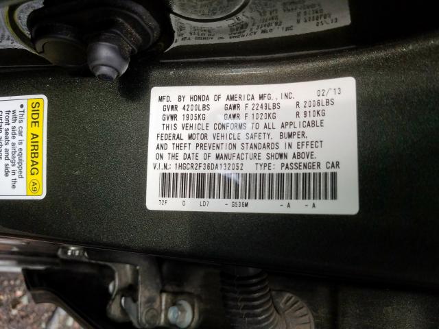 1HGCR2F36DA132052 - 2013 HONDA ACCORD LX  photo 10