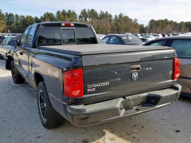 1D7HW42K27S161350 - 2007 DODGE DAKOTA SLT BLACK photo 3