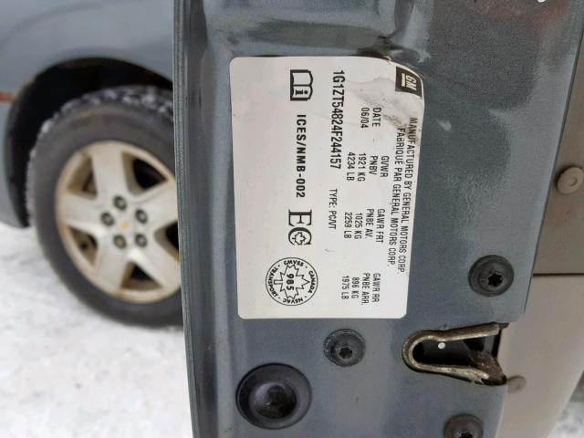 1G1ZT54824F244157 - 2004 CHEVROLET MALIBU LS 灰色 照片 10