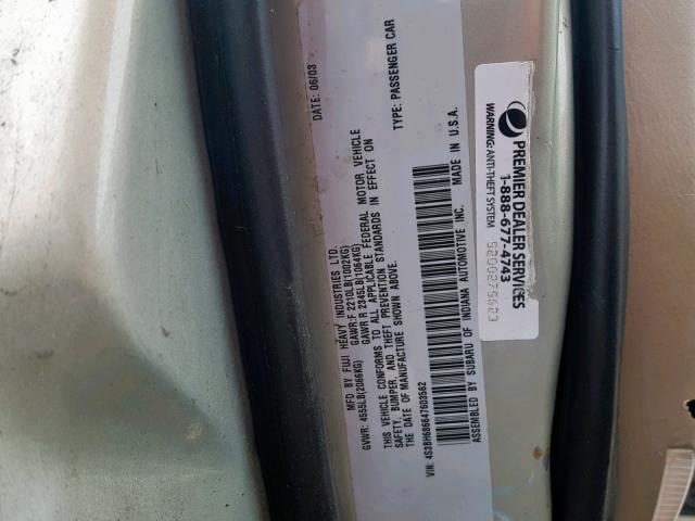 4S3BH686647603562 - 2004 SUBARU LEGACY OUT TAN photo 10