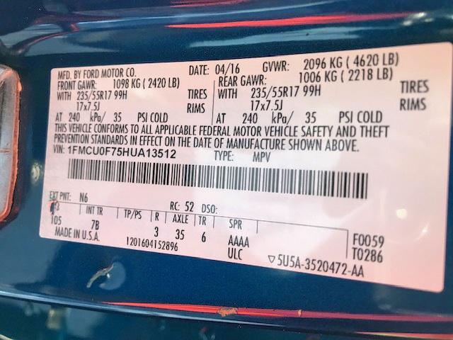 1FMCU0F75HUA13512 - 2017 FORD ESCAPE S BLUE photo 10