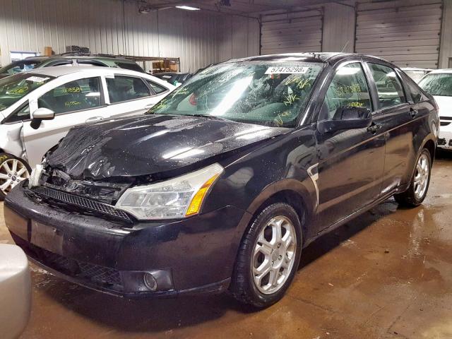 1FAHP35N98W169808 - 2008 FORD FOCUS SE BLACK photo 2