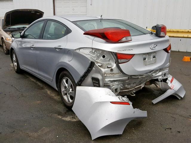 KMHDH4AE6EU164750 - 2014 HYUNDAI ELANTRA SE SILVER photo 3