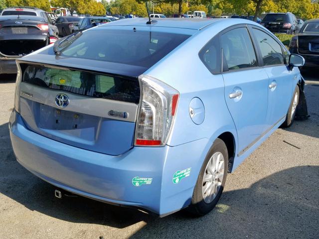 JTDKN3DP9C3001976 - 2012 TOYOTA PRIUS PLUG BLUE photo 4