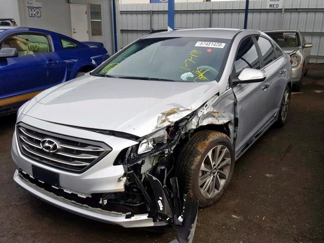 5NPE34AF5FH054445 - 2015 HYUNDAI SONATA SPO SILVER photo 2