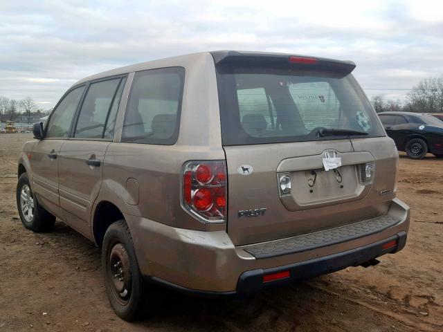 2HKYF18156H534529 - 2006 HONDA PILOT LX TAN photo 3