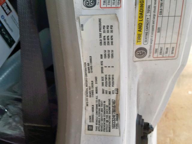 1GCCS24E788187467 - 2008 CHEVROLET COLORADO L WHITE photo 10