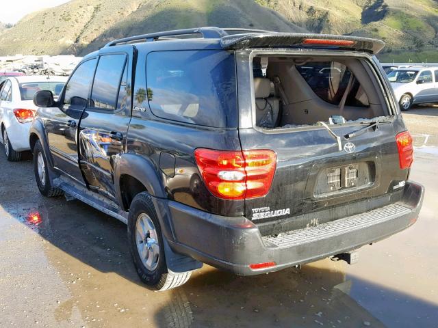 5TDZT38A52S108725 - 2002 TOYOTA SEQUOIA LI BLACK photo 3